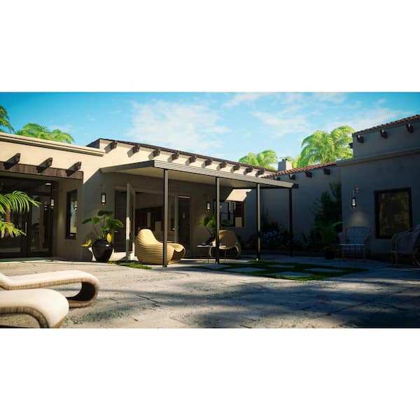 20 ft. x 10 ft. Dark Bronze Aluminum Frame Ivory Roof Patio Cover, 30 lbs. Snow Load