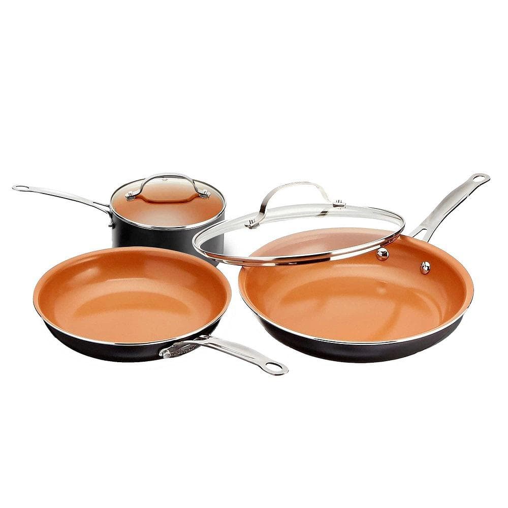 Gotham Steel Natural Collection 15-Piece Aluminum Ultra Performance Ceramic  Nonstick Cookware Set in Cream with Gold Handles 1384 - The Home Depot