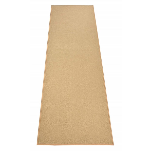 Rubber Collection Solid Beige 26 in. Width x Your Choice Length Custom Size Runner Rug