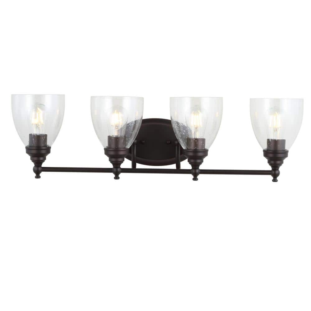 Marais 30" Oil-Rubbed Bronze LED Wall Sconce with Seeded Glass