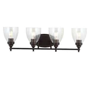 Marais 30 in. 4-Light Metal/Glass Oil Rubbed Bronze LED Wall Sconce