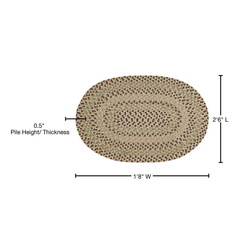 Ivory Braided Wool Oval Reversible Rug 20" x 30"