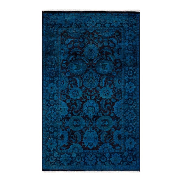 Solo Rugs Fine Vibrance Blue 3 ft. x 5 ft. Solid Wool Indoor Area Rug