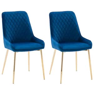 Nash Navy Blue Velvet Diamond Tufted Side Chair (Pair of 2)