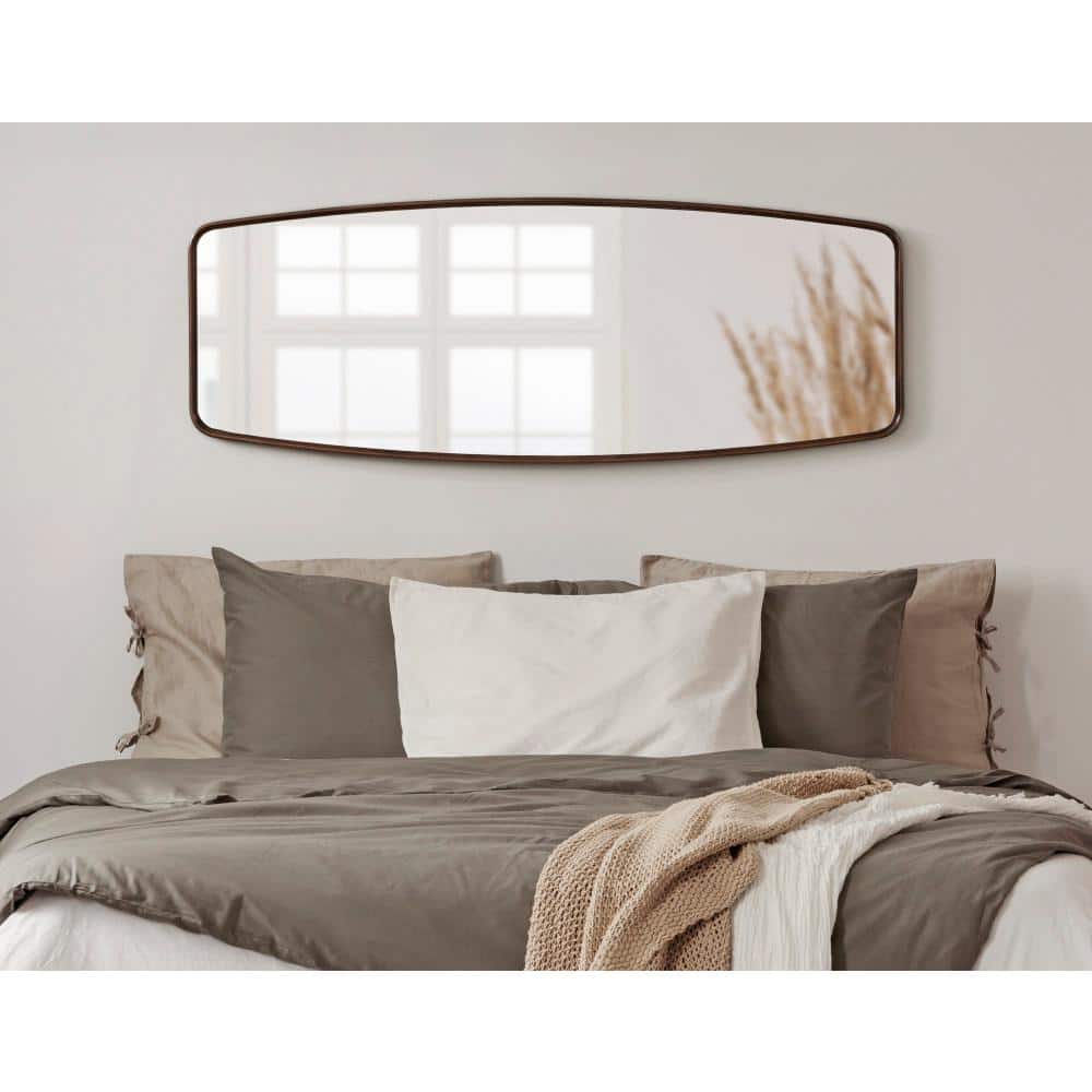 Bronze Barrel-Shaped Full Length Mirror with Wood Frame, 18x48