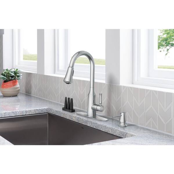 Venango Single-Handle Pull-Down Sprayer Kitchen Faucet with Reflex and Power Clean Attachments in Chrome