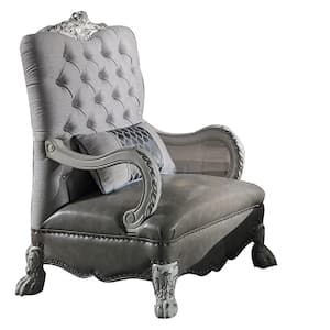 Dresden Synthetic Leather and Bone White Finish Leather Armchair Set of 1 with No Additional Features