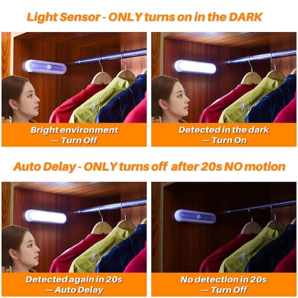 Lukyamzn Cool White LED Motion Sensor Stick-on Light Lamp for