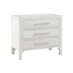 Burnished Oxford White Chest with Three Drawers 35 in.