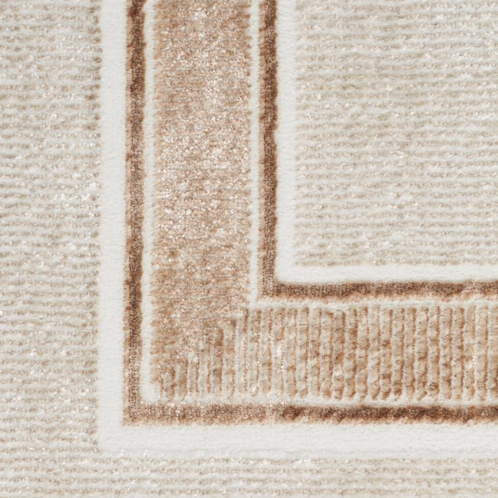 Ivory Cream Geometric 8' x 10' Easy-Care Synthetic Area Rug
