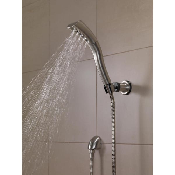 1-Spray Patterns 1.75 GPM 2.34 in. Wall Mount Handheld Shower Head with H2Okinetic in Stainless