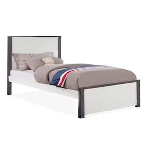 Python White and Gray Twin Kids Platform Bed with Trundle