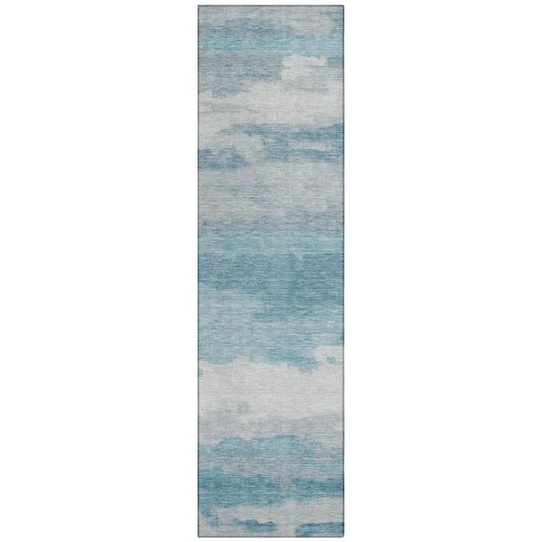 Chantille Machine Washable Indoor/Outdoor Abstract ACN2870 Sky 2 ft. x 7 ft. Runner Rug