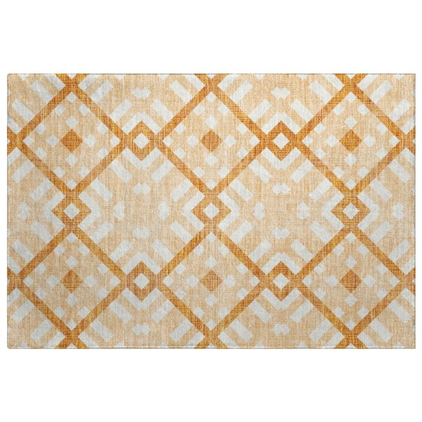 Dream Shag Premium Machine Washable Abstract ADS616 Peach 2 ft. x 3 ft. Accent Rug
