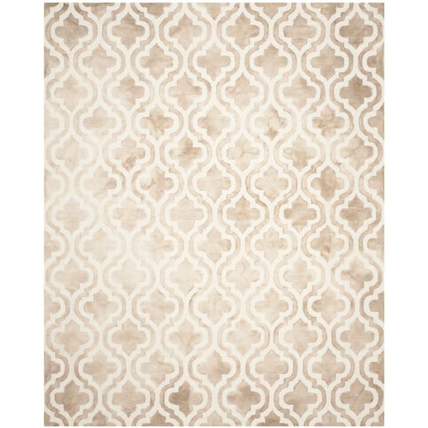 Dip Dye Beige/Ivory 12 ft. x 15 ft. Distressed Latticework Trellis Area Rug