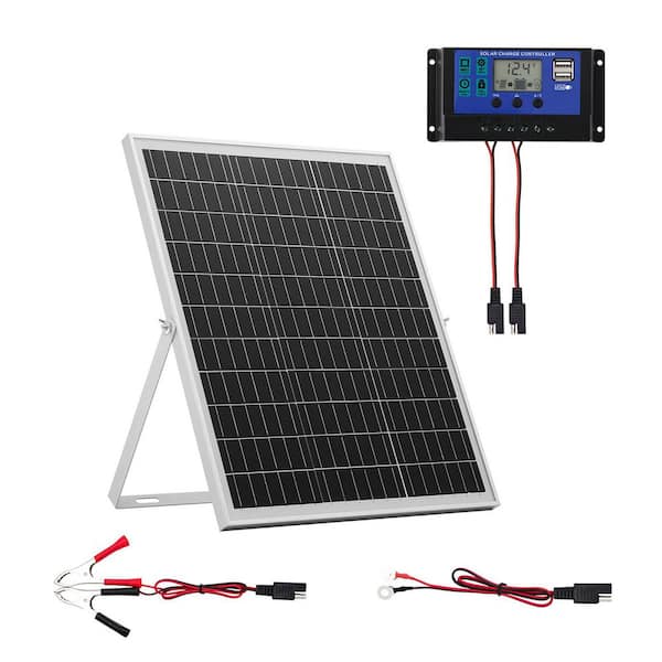 25W 12V Solar Panel Battery Charger, MPPT Controller, Adjustable Mount Bracket, IP67 Waterproof for Car Boat RV Trailer
