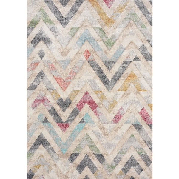 Blue 5 x 8 ft. Woven Chevron Rectangle Indoor Area Rug