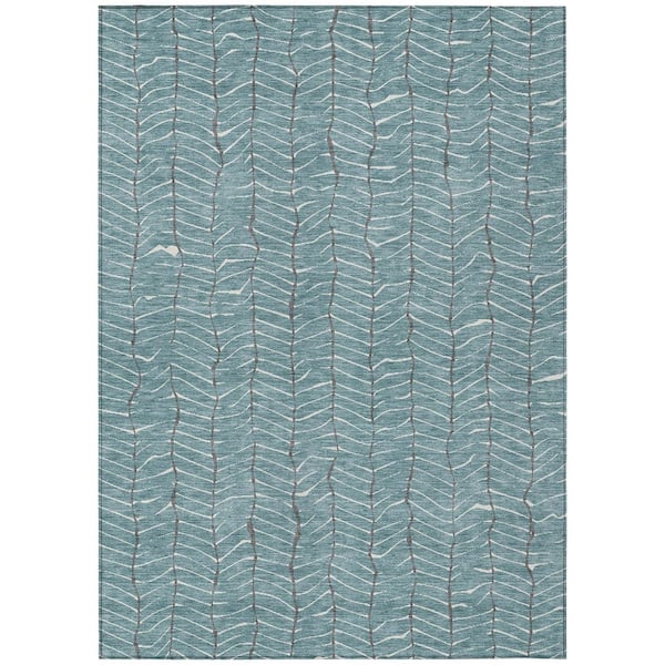 Chantille Machine Washable Indoor/Outdoor Abstract ACN3038 Teal 3 ft. x 5 ft. Area Rug