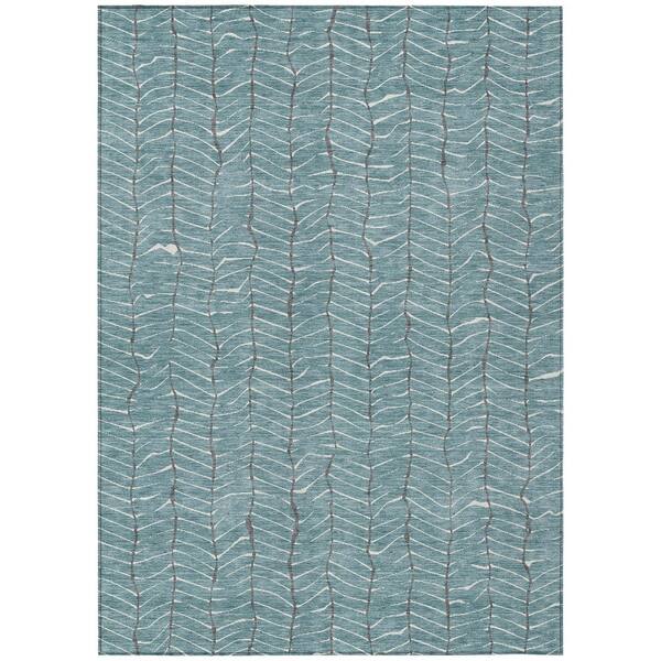 Chantille Machine Washable Indoor/Outdoor Abstract ACN3038 Teal 5 ft. x 7 ft. 6 in. Area Rug