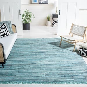 Rag Turquoise/Multi 10 ft. x 14 ft. Striped Speckled Area Rug