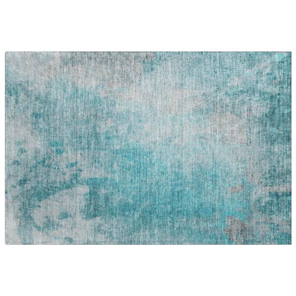 Dream Shag Premium Machine Washable Abstract ADS562 Teal 2 ft. x 3 ft. Accent Rug