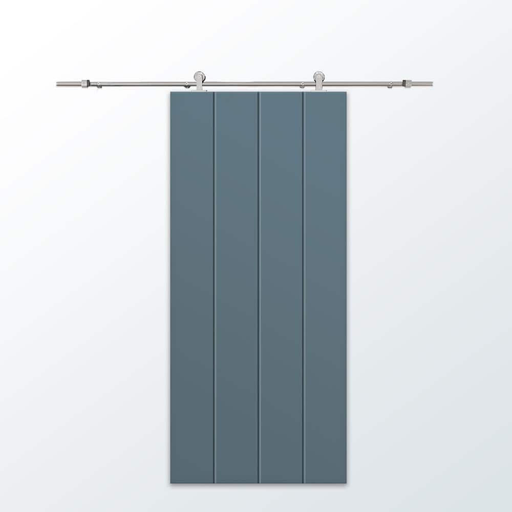 30 in. x 80 in. Dignity Blue Painted Composite MDF Paneled Interior Sliding Barn Door with Hardware Kit price history on PriceWatchPro
