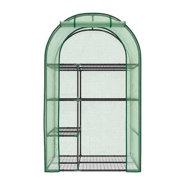 INMITOM 40 in. x 18 in. x 63 in. 4-Tier Portable Greenhouse with Roll-Up Door, Adjustable Casters and Durable PE Cover