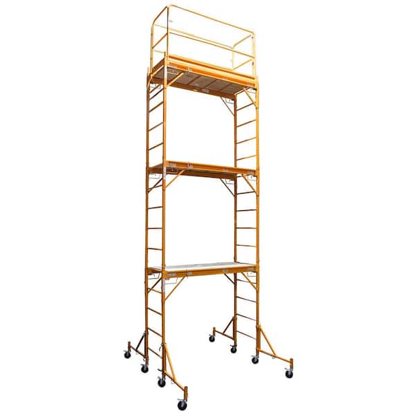 PRO-SERIES 20 ft. H x 6.8 ft. W x 6 ft. D 3-Story Steel Baker Style Rolling Multi-Purpose Scaffold Tower, 1000 lbs. Load Capacity