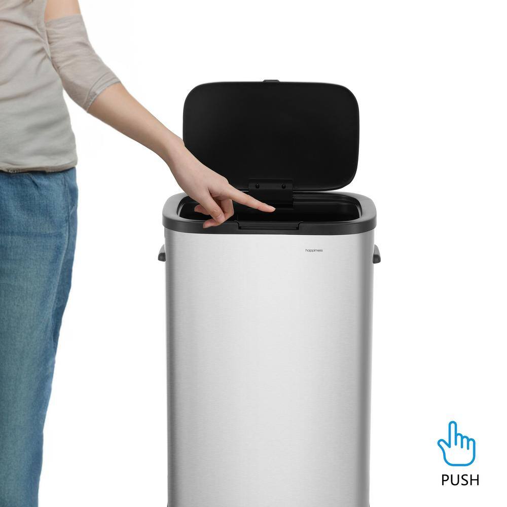 Platinum Silver 14.5-Gallon Fingerprint Resistant Metal Trash Can