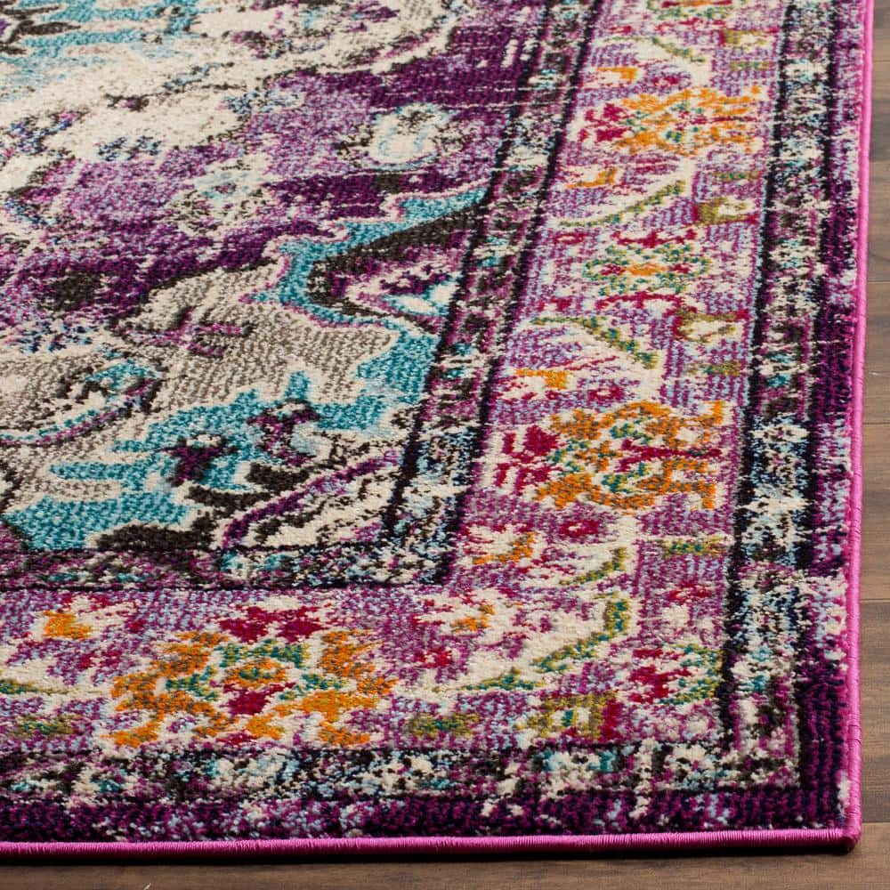 Violet and Light Blue Boho-Chic Rectangular Area Rug