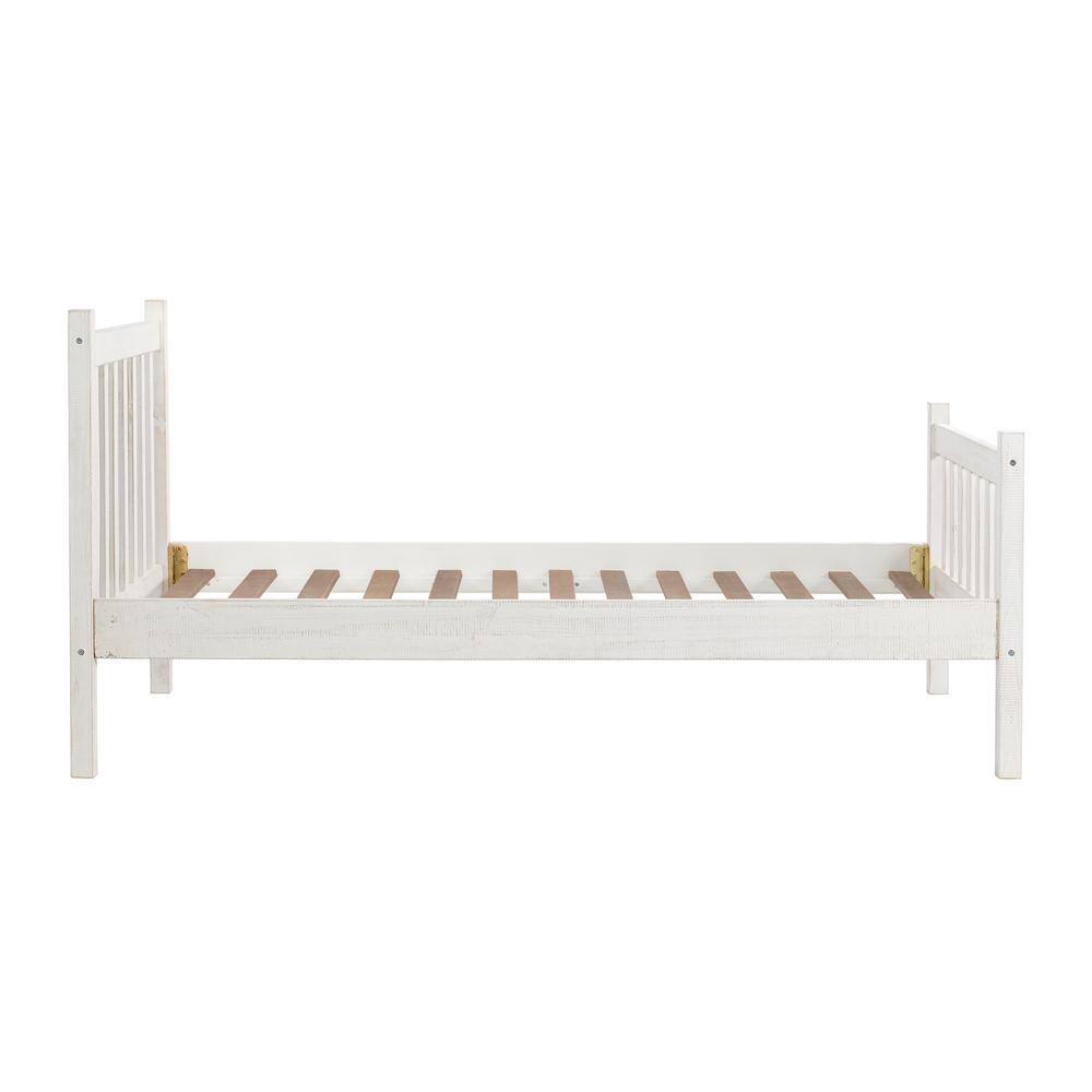 Windsor Twin Driftwood White Pine Wood Bed with Headboard