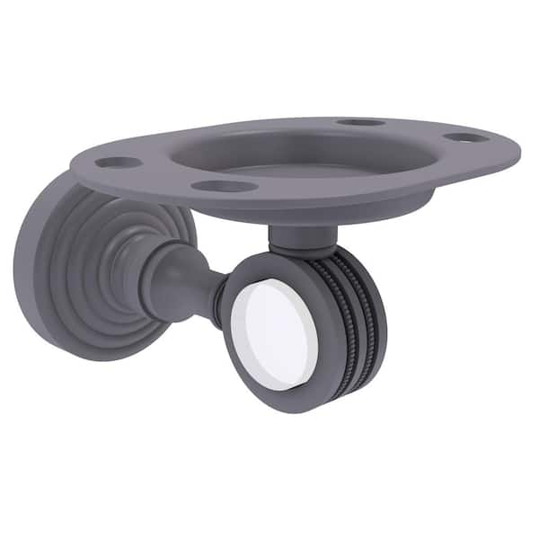 Allied Brass Pacific Grove Tumbler and Toothbrush Holder with Dotted Accents in Matte Gray