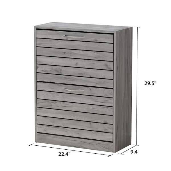 FUFU&GAGA 22.4 in. W x 29.5 in. H Gray Wood Louver Door Shoe