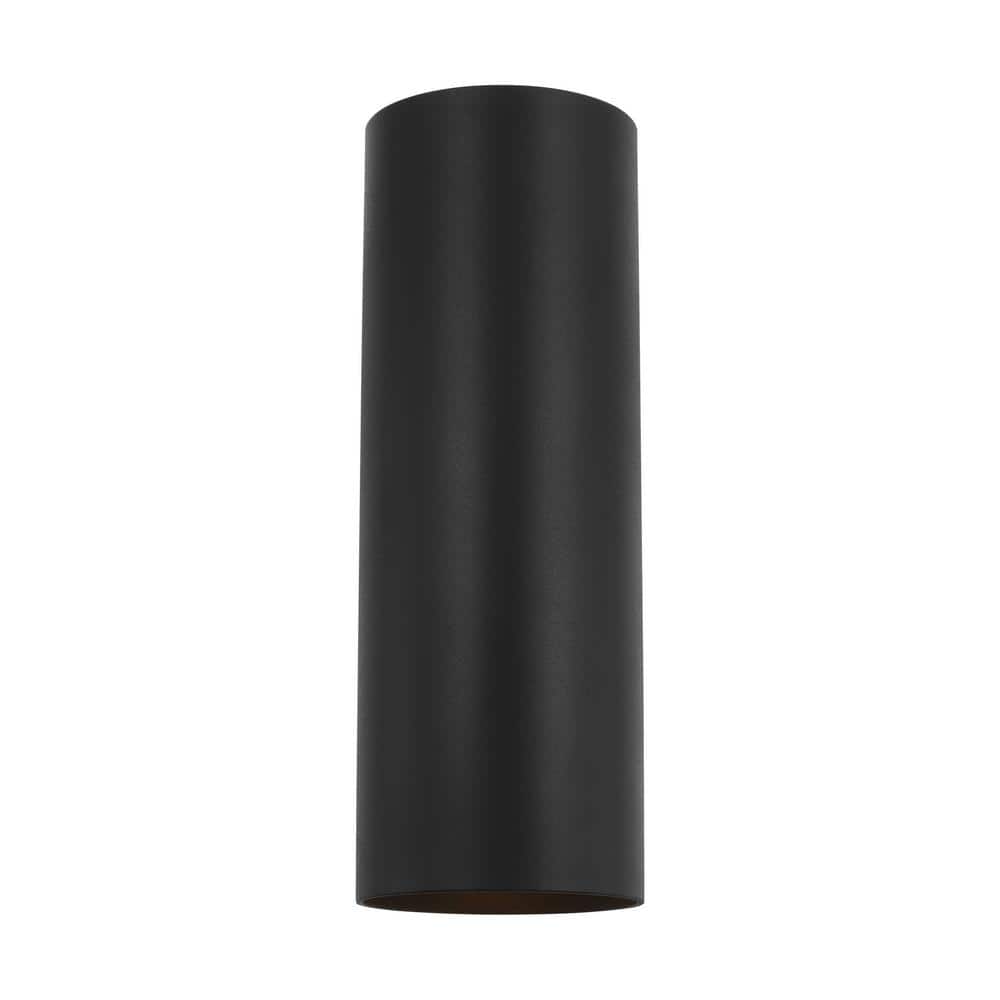 Elegant 18" Dimmable Black & Bronze Outdoor Wall Cylinder