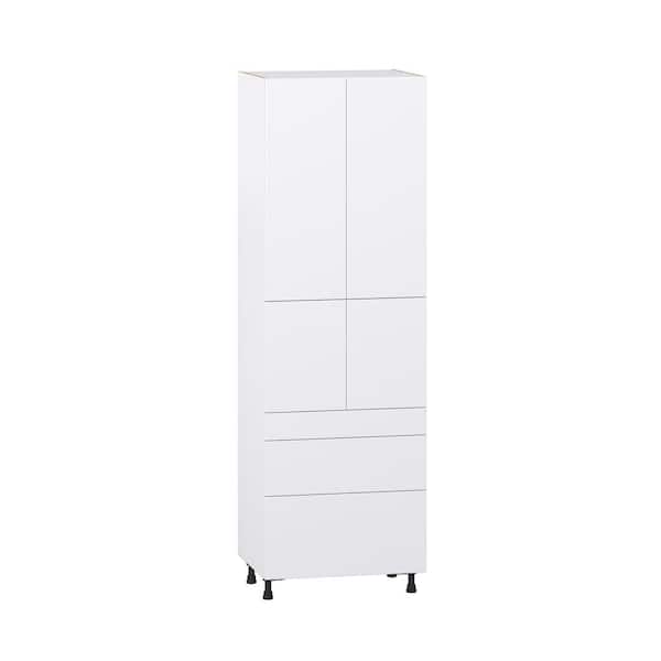 J COLLECTION Fairhope Bright White Slab Assembled Pantry Kitchen Cabinet with 5 Drawers (30 in. W x 94.5 in. H x 24 in. D)