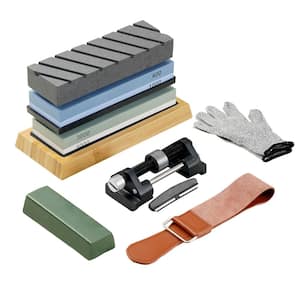 10-Pieces Knife Sharpener 7 in. L 2-Dual Sided Grit Diamond Whetstone Abrasive Material Whetstone 10-Pieces Kit