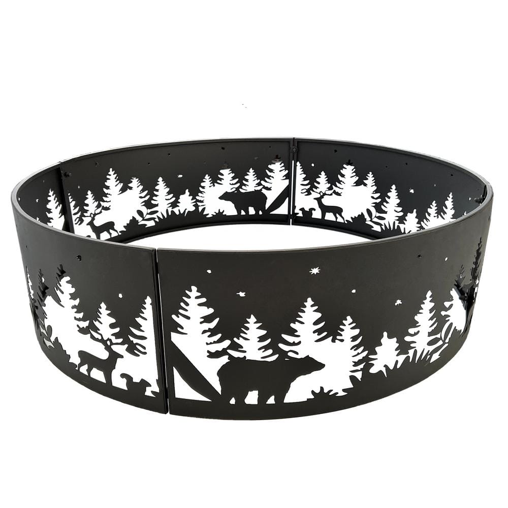 34 in. x 10 in. Outdoor Wood Burning Fire Ring in Black, Campsite