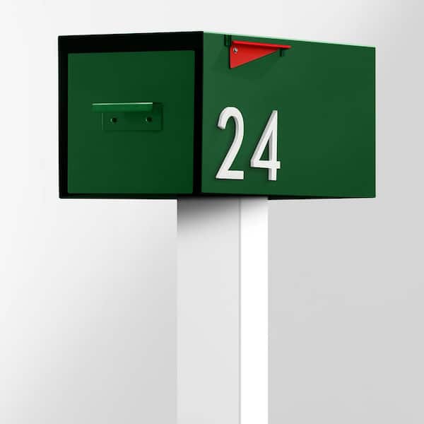 The Malone Color Series-Green Malone Post Mounted Mailbox with White Post