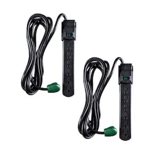 6-Outlet Surge Protector with 6 ft. Cord, Black (2-Pack)