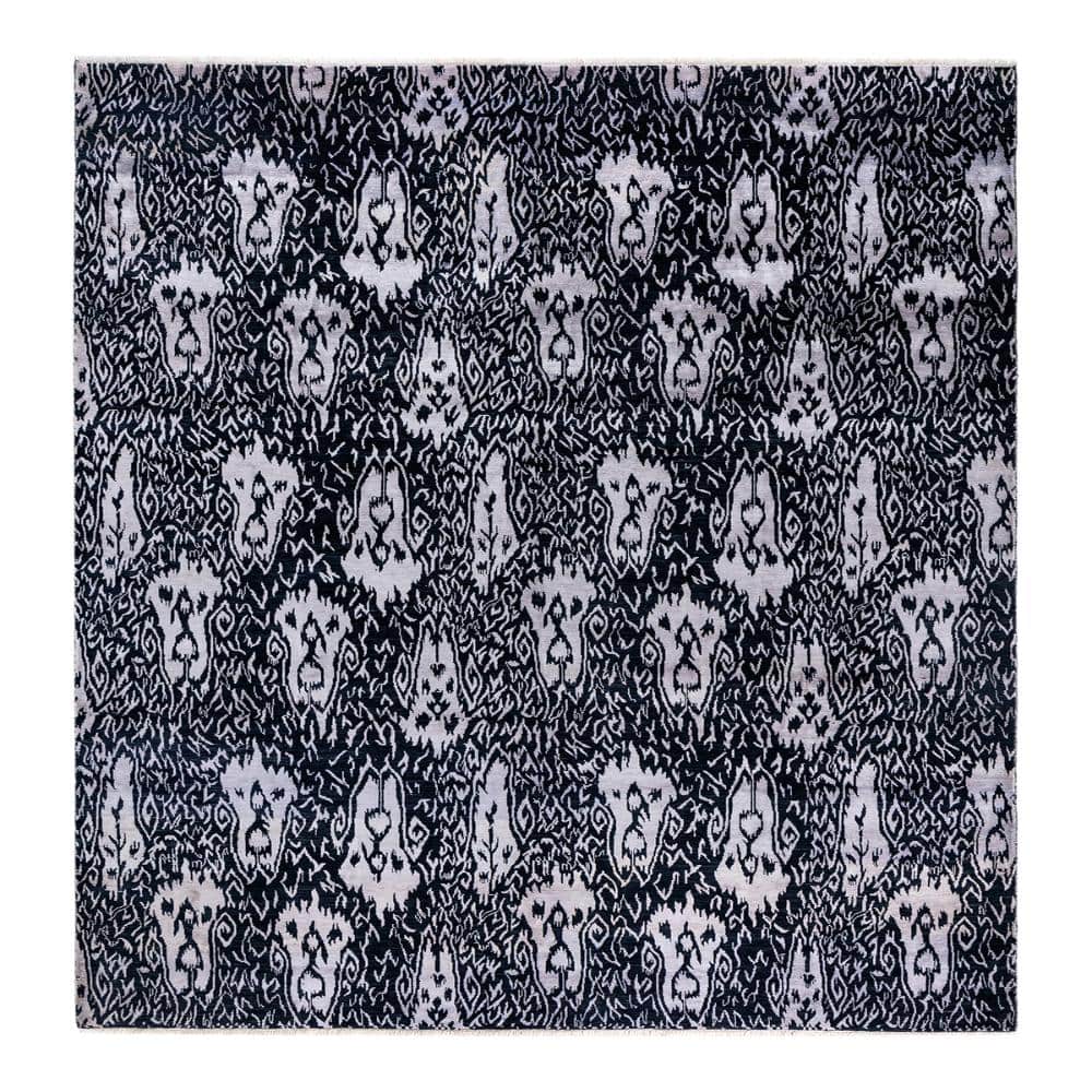 Ikat Black 8 X 10 Hand-Knotted Wool Silk Indoor Area Rug price history on PriceWatchPro