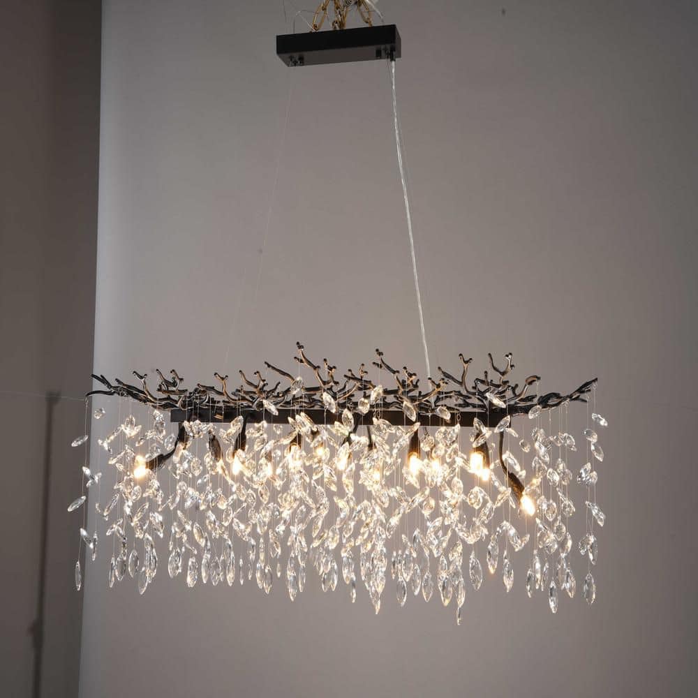 Modern Chandelier 37 in. 14-Light Black Chandelier for Dinning Room, Living Room, Foyer, Bedroom price history on PriceWatchPro