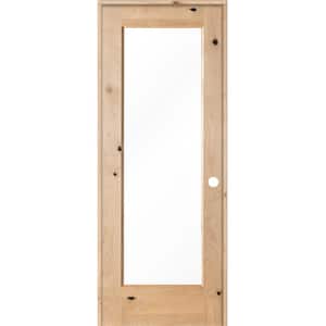 30 in. x 80 in. Rustic Knotty Alder 1-Lite with Solid Core Left-Hand Wood Single Prehung Interior Door