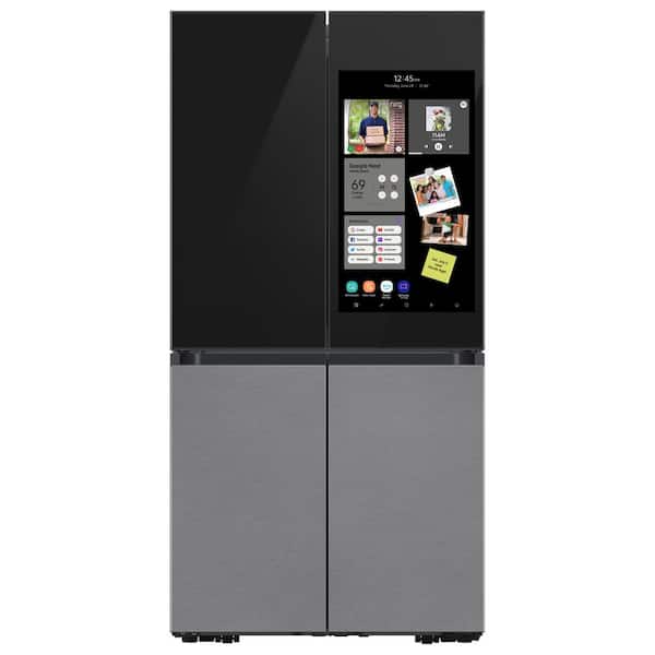 Samsung Bespoke 36 in. 23 cu. ft. 4-Door Flex Refrigerator with Family Hub+ in Charcoal Glass and Stainless Steel Panels