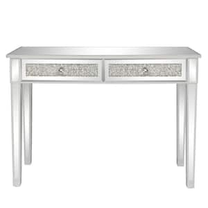 1-Piece Silver Makeup Vanity Table with 2-Drawers