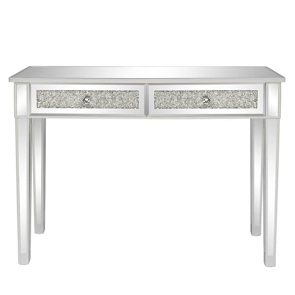 Karl home 1-Piece Silver Makeup Vanity Table with 2-Drawers