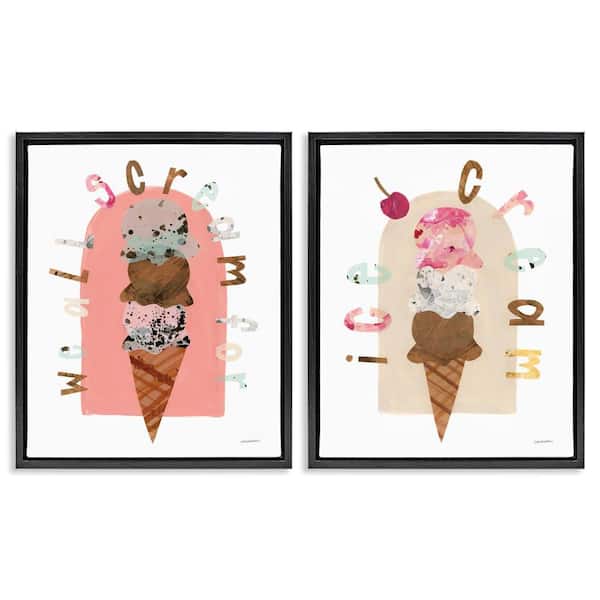 Bright Pastels Ice Cream by Haley Knighten 2-Pieces Black Floater Frame Food Graphic Art Print 31 in. x 25 in.