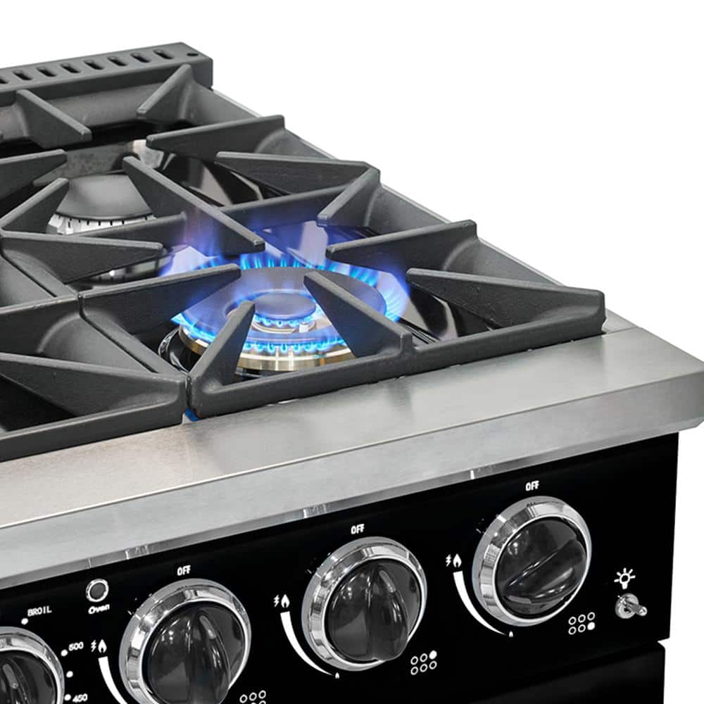 Midnight Black 36" Retro Convection Gas Range with Chrome Accents