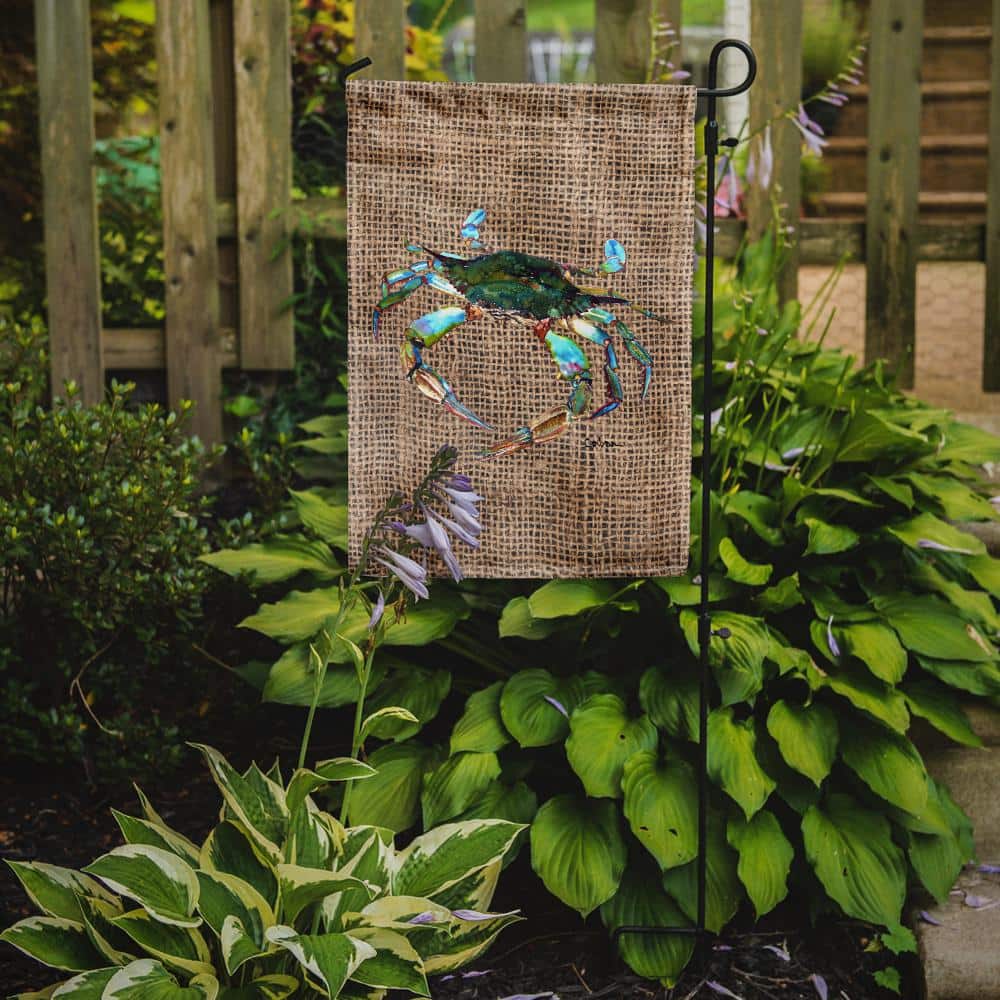 Multicolor Polyester Crab Garden Flag with Burlap Design