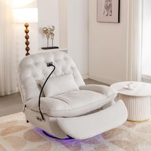 Beige Voice-Controlled 270° Swivel Power Recliner with Bluetooth, USB Ports, Hidden Storage and Phone Holder