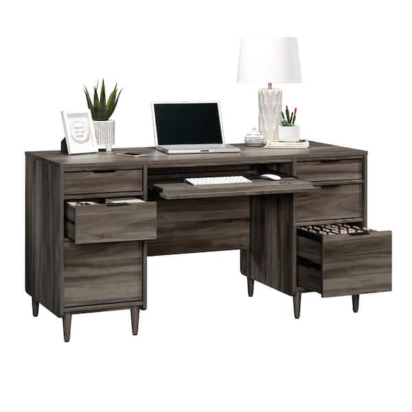 SAUDER Clifford Place  in. Jet Acacia 6-Drawer Executive Desk with  File Storage 429504 - The Home Depot